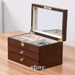 Jewelry Box Organizer for Women 3 Layers Jewelry Organizer Storage Display Case