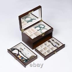 Jewelry Box Organizer for Women 3 Layers Jewelry Organizer Storage Display Case