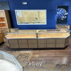 Jewelry Case Wood Glass Metal Floor Retail Display Lockable Multi-Tiered Storage