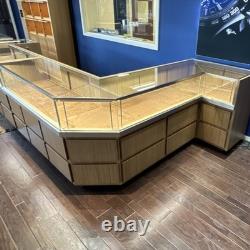 Jewelry Case Wood Glass Metal Floor Retail Display Lockable Multi-Tiered Storage
