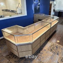 Jewelry Case Wood Glass Metal Floor Retail Display Lockable Multi-Tiered Storage