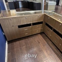 Jewelry Case Wood Glass Metal Floor Retail Display Lockable Multi-Tiered Storage