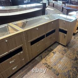 Jewelry Case Wood Glass Metal Floor Retail Display Lockable Multi-Tiered Storage