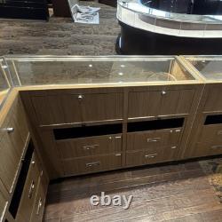 Jewelry Case Wood Glass Metal Floor Retail Display Lockable Multi-Tiered Storage