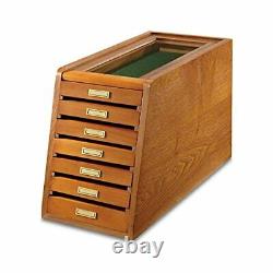 KNIVES DISPLAY CASE COINS WOOD THICK GLASS Collectors Cabinet 7 Drawer Storage