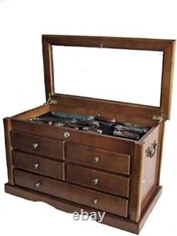 Knife Collector Solid Wood Display Case Cabinet Tool Storage Cabinet with Gla