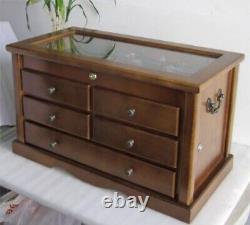 Knife Collector Solid Wood Display Case Cabinet Tool Storage Cabinet with Gla