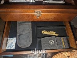 Knife Display Case 16+ Wood Walnut EDC Pocket Knives Watch Organizer Storage Box