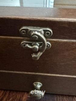 Knife Display Case 16+ Wood Walnut EDC Pocket Knives Watch Organizer Storage Box