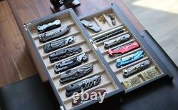 Knife Display Case 17+ Wood Walnut EDC Pocket Knives Watch Organizer Storage Box