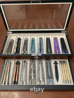 Knife Display Case 17+ Wood Walnut EDC Pocket Knives Watch Organizer Storage Box