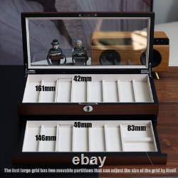 Knife Display Case 17+ Wood Walnut EDC Pocket Knives Watch Organizer Storage Box