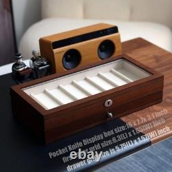 Knife Display Case 17+ Wood Walnut EDC Pocket Knives Watch Organizer Storage Box