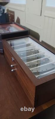 Knife Display Case 17+ Wood Walnut EDC Pocket Knives Watch Organizer Storage Box