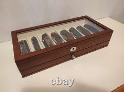 Knife Display Case 17+ Wood Walnut EDC Pocket Knives Watch Organizer Storage Box