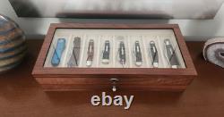 Knife Display Case 17+ Wood Walnut EDC Pocket Knives Watch Organizer Storage Box