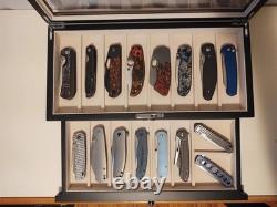 Knife Display Case 17+ Wood Walnut EDC Pocket Knives Watch Organizer Storage Box