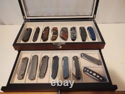 Knife Display Case 17+ Wood Walnut EDC Pocket Knives Watch Organizer Storage Box