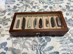 Knife Display Case 17+ Wood Walnut Pocket Knives Holder Storage Organizer Box
