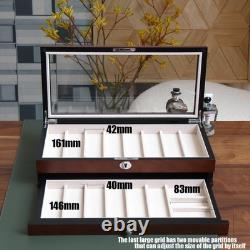 Knife Display Case 17+ Wood Walnut Pocket Knives Holder Storage Organizer Box