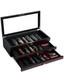 Knife Display Case, 22-26 Slot Storage Box, Ebony Veneer, 3-tier, Lockable, S