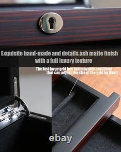 Knife Display Case, 22-26 Slot Storage Box, Ebony Veneer, 3-Tier, Lockable, S