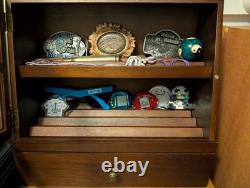 Knife Display Case 22 Wood Walnut EDC Pocket Knives Organizer Drawer Storage Box