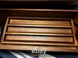 Knife Display Case 22 Wood Walnut EDC Pocket Knives Organizer Drawer Storage Box