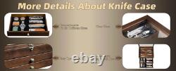 Knife Display Case 22+ Wood Walnut EDC Pocket Knives Watch Organizer Storage Box