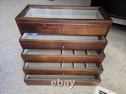 Knife Display Case 32+ Wood Walnut EDC Pocket Knives Watch Organizer Storage Box Knife Display Case 32+ Wood Walnut EDC Pocket Knives Watch Organizer Storage Box