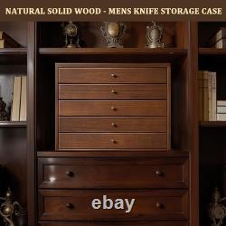 Knife Display Case 32+ Wood Walnut EDC Pocket Knives Watch Organizer Storage Box Knife Display Case 32+ Wood Walnut EDC Pocket Knives Watch Organizer Storage Box