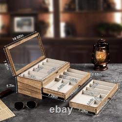 Knife Display Case, 3-Layer Pocket Knife Case Display & Storage Knives, Solid Wo