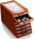 Knife Display Case Cabinet 7 Tier Walnut Wood Coins Knives Drawer Storage Holder