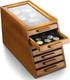 Knife Display Case Cabinet 7 Tier Walnut Wood Coins Knives Drawer Storage Holder