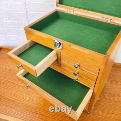 Knife Display Case Oak & Green 8 Drawer Pistol Gun Wood Cabinet EDC Chest Box