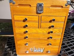 Knife Display Case Oak & Green 8 Drawer Pistol Gun Wood Cabinet EDC Chest Box Knife Display Case Oak & Green 8 Drawer Pistol Gun Wood Cabinet EDC Chest Box