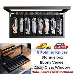 Knife Display Case Pocket Knives Organizer Storage Box with Glass Window Men Gift