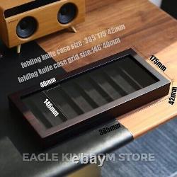 Knife Display Case Pocket Knives Organizer Storage Box with Glass Window Men Gift