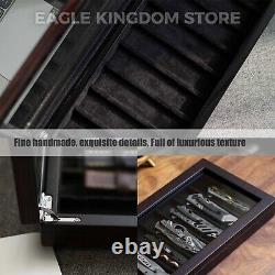 Knife Display Case Pocket Knives Organizer Storage Box with Glass Window Men Gift