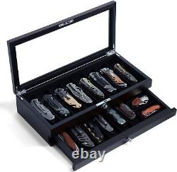 Knife Display Case Two-Tier Pocket Knife Case Box Storage for 15-17 Pocket Kn