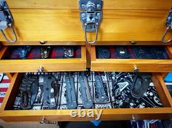 Knife Display Case Walnut & Black 8 Drawer Pistol Gun Wood Cabinet EDC Chest Box