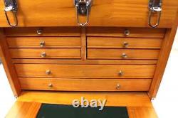 Knife Display Case Walnut & Black 8 Drawer Pistol Gun Wood Cabinet EDC Chest Box