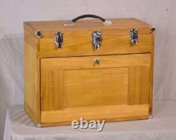 Knife Display Case Walnut & Black 8 Drawer Pistol Gun Wood Cabinet EDC Chest Box