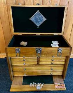 Knife Display Case Walnut & Black 8 Drawer Pistol Gun Wood Cabinet EDC Chest Box