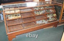 LARGE Antique 5.8ft J. C. KING 16 Drawer GENERAL STORE HARDWARE SHOWCASE DISPLAY