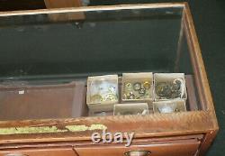 LARGE Antique 5.8ft J. C. KING 16 Drawer GENERAL STORE HARDWARE SHOWCASE DISPLAY