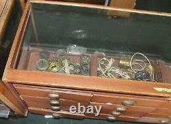 LARGE Antique 5.8ft J. C. KING 16 Drawer GENERAL STORE HARDWARE SHOWCASE DISPLAY