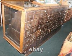 LARGE Antique 7.9ft Oak 70 Drawer GENERAL STORE HARDWARE SHOWCASE DISPLAY CASE