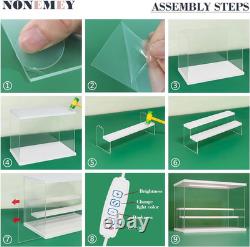 LED Acrylic Display Case Stand 6 Tier Dustproof Organizer for Collectibles
