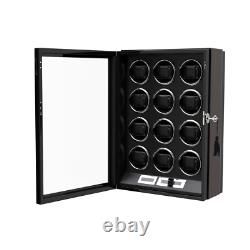 LED Automatic 12 Watch Winder LCD Touch Screen Display Case Storage Organizer US